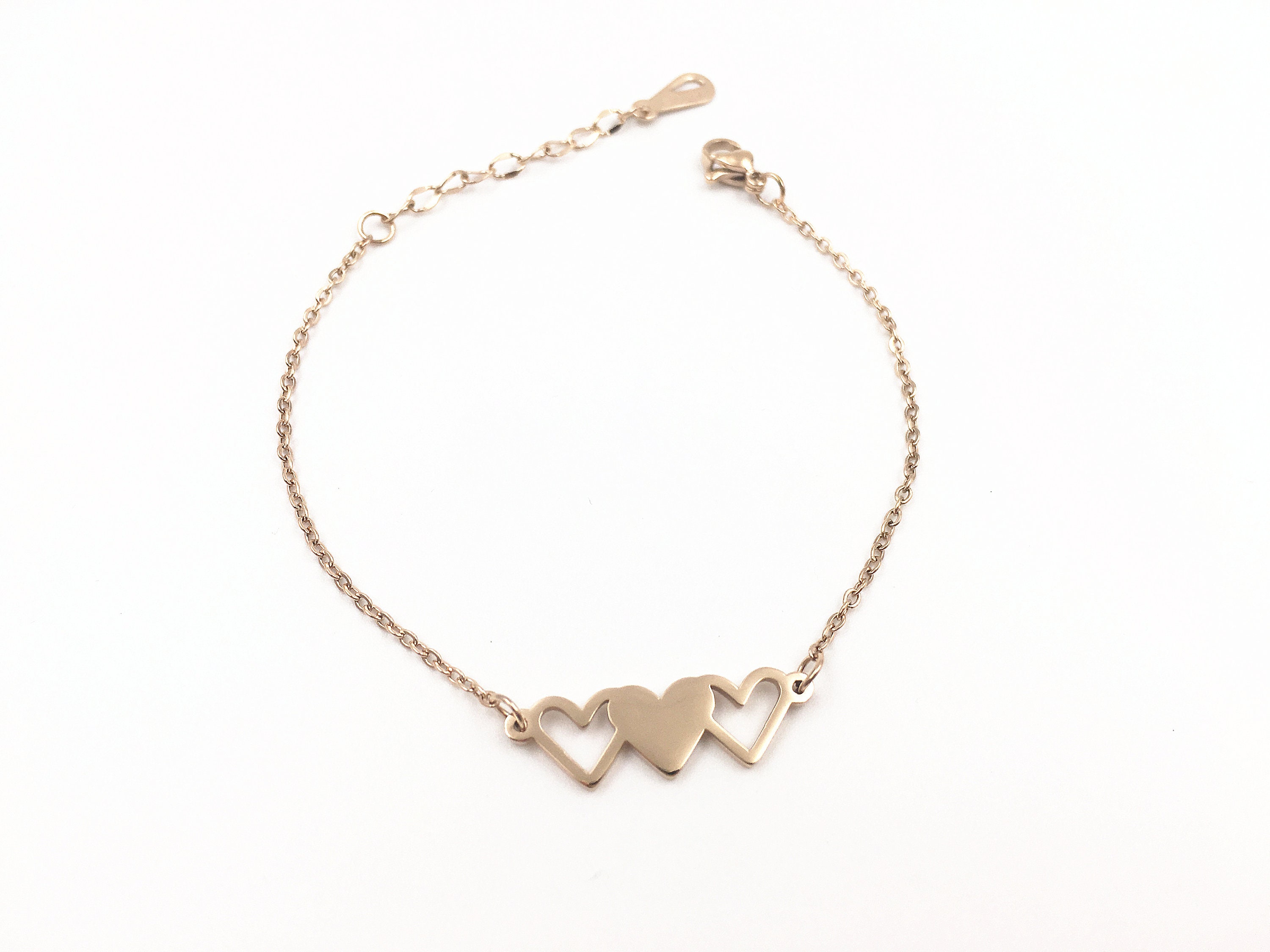 Sterling Silver Three Heart Bracelet – With Love Jewellery UK