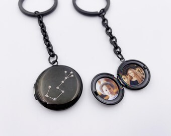 Brelok zodiaku, Brelok z konstelacją zodiaku, Grawerowany zodiak, Brelok z medalionem, Medalion ze zdjęciem, Znaki zodiaku, Prezent urodzinowy