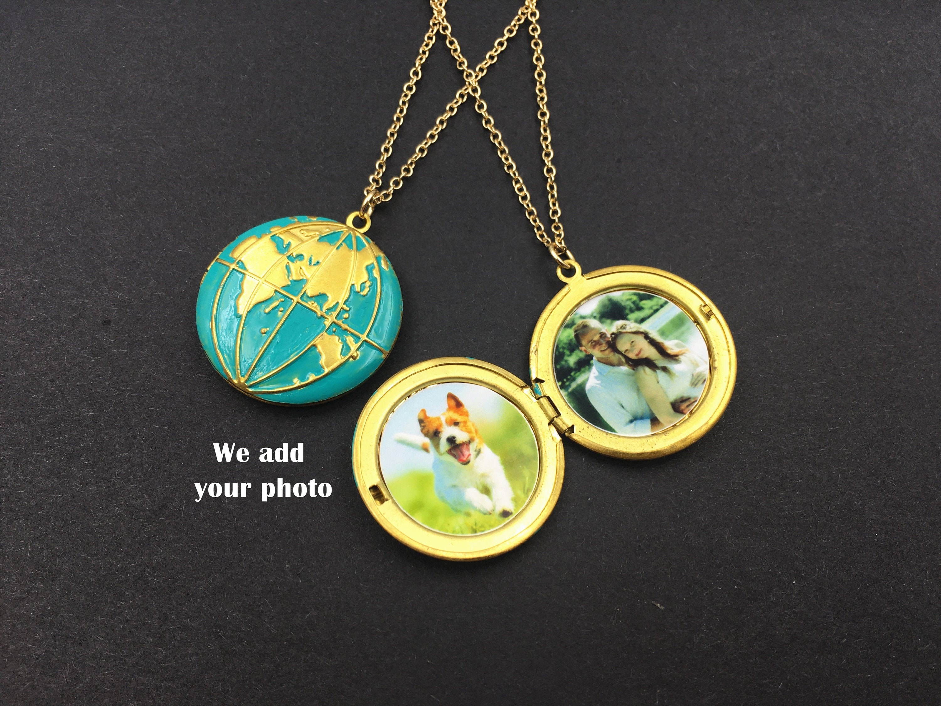 Upload Photo Personalized Gold Plated Engraved Necklace Travel