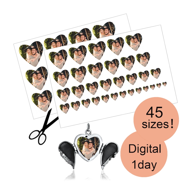 Digital Locket Size Photos 45 Sizes,Locket Photo Prints,Locket Photo Cards,Locket Photo Printing,Locket Print,Heart Locket Picture,Oval image 1