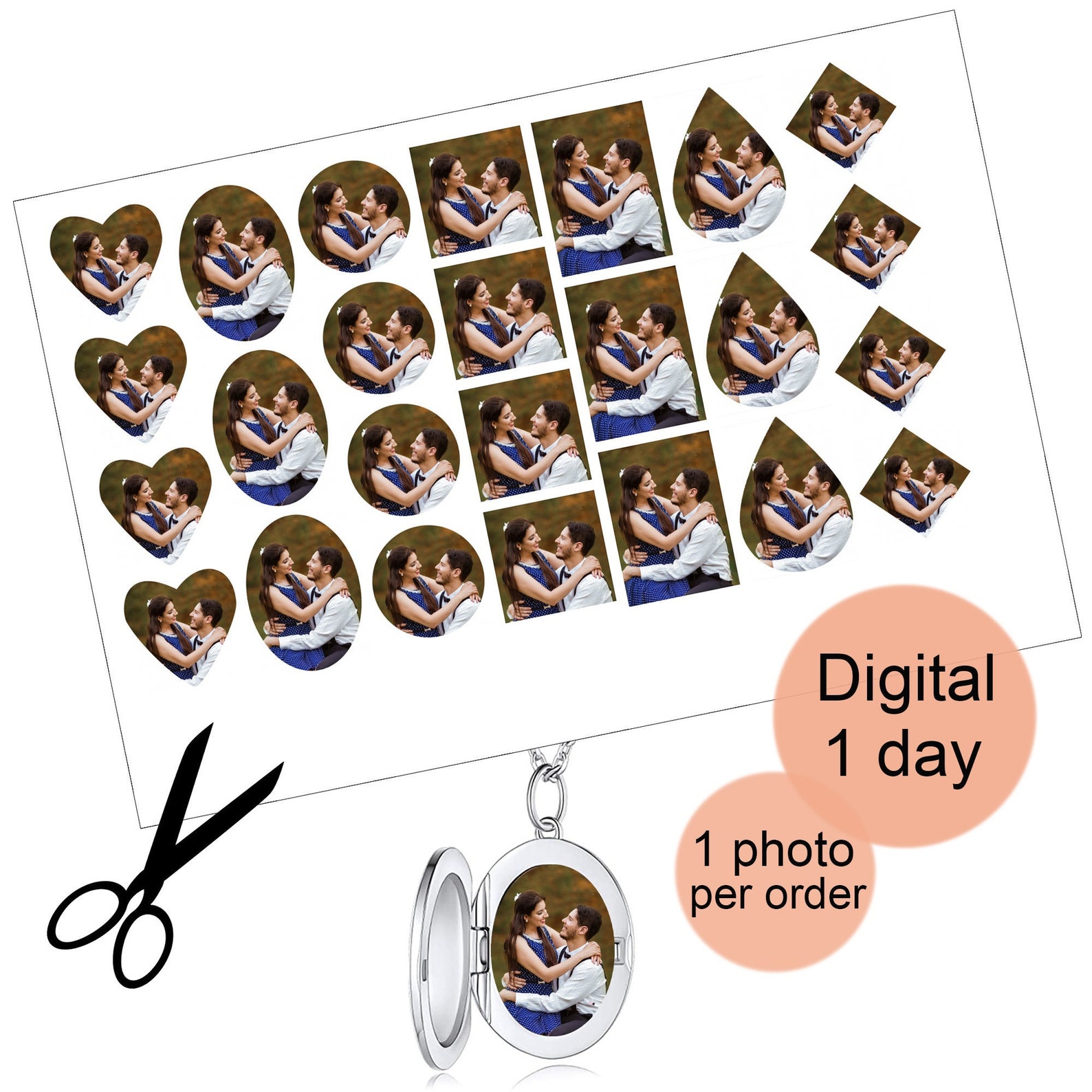 Digital Locket Size Photoslocket Photo Printslocket Photo Etsy