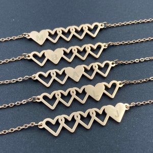 Sister Bracelet For 5,Bridesmaid Bracelet,5 Heart Bracelet,5 Sister Bracelet,5 Best Friend Bracelet,Matching Bracelets For 5