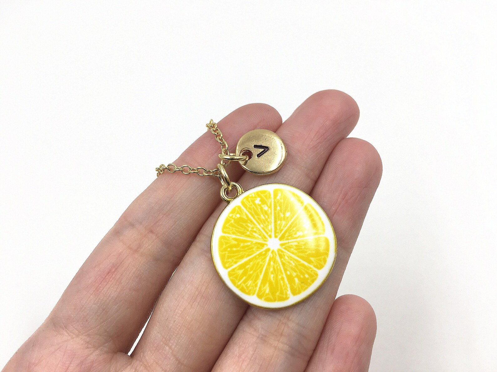 Lemon Necklace Lemon Slice Necklace Lemon Fruit Necklace Etsy