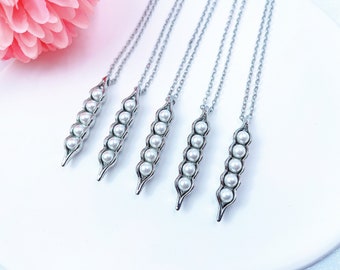 5 pois dans un collier de gousse, collier Bff pour 5, collier sœur pour 5, collier meilleur ami pour 5