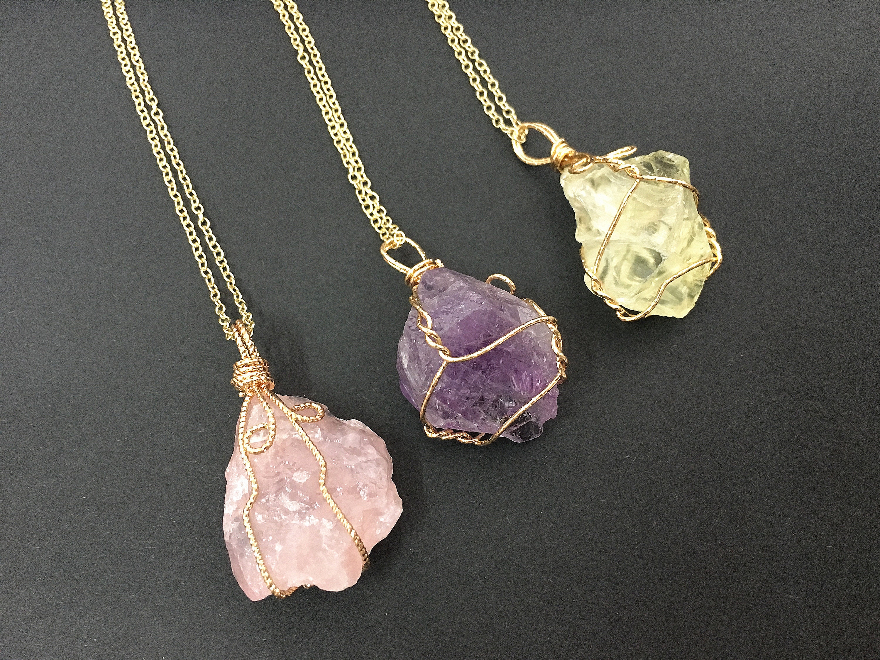 Raw Crystal Necklace for Womenraw Crystal Necklace Etsy UK