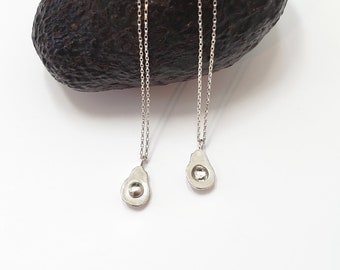 Handgjort avokadohalsband, avokadohalsband i sterlingsilver, vänskapshalsband för bästa vän, bästa vänpresent, bästa vänhalsband