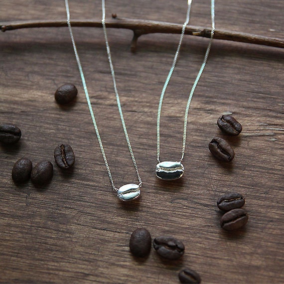 sterling silver coffee bean necklace