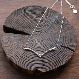 Sterling Silver Branch Necklace, Twig Necklace, Nature Inspired Jewelry, Tree Branch Twig Necklace