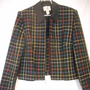 Vintage Women&#39;s Size 16 Multi color cropped Blazer zip front