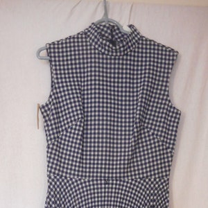 Vintage NWT vestido a cuadros 1960s 1970s Tamaño 14 cremallera hacia atrás