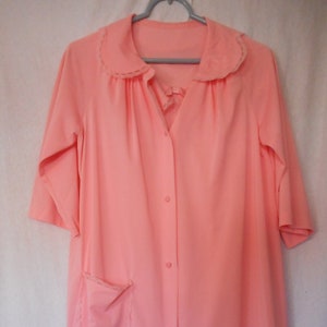 Vintage Pink Nylon Lingerie Negligee Nightgown Robe set Size S