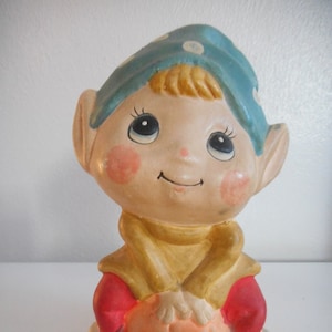 Vintage Chalkware or ceramic Elf Bank Carnivalware