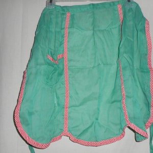 Vintage Sheer Green Red/White Christmas Half Apron