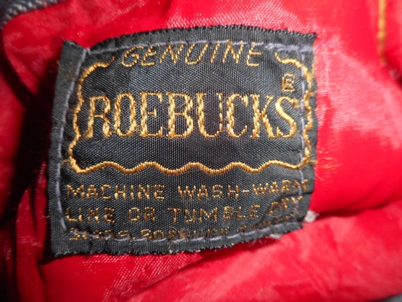 Vintage Size 36R Roebucks red quilted lining Blue… - image 2