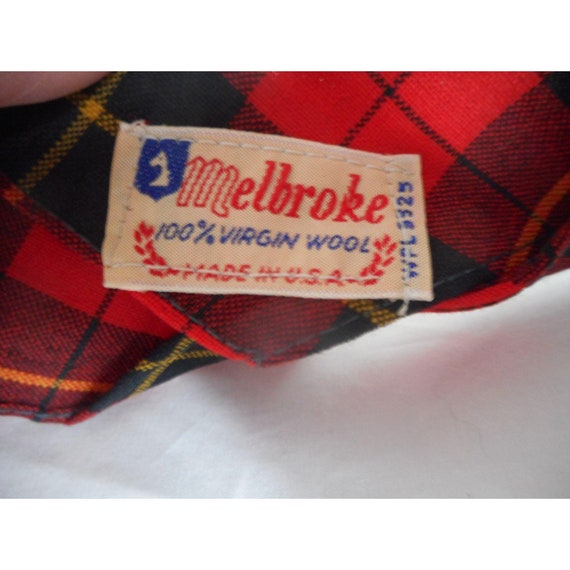 Vintage 1930s Wool Plaid Tie necktie Melbroke red… - image 3