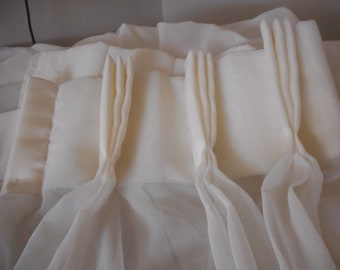 2 Vintage sheer pinch pleat curtains off white 26 x 69