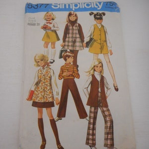 Sewing pattern for girls  Vintage 1970s Girls Size 6 Simplicity 8377 jumper skirt pants sewing pattern