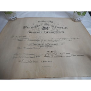 Grammatik Abschluss Zertifikat Graduierung Speer Ungerahmt 1910 Bridgeport CT