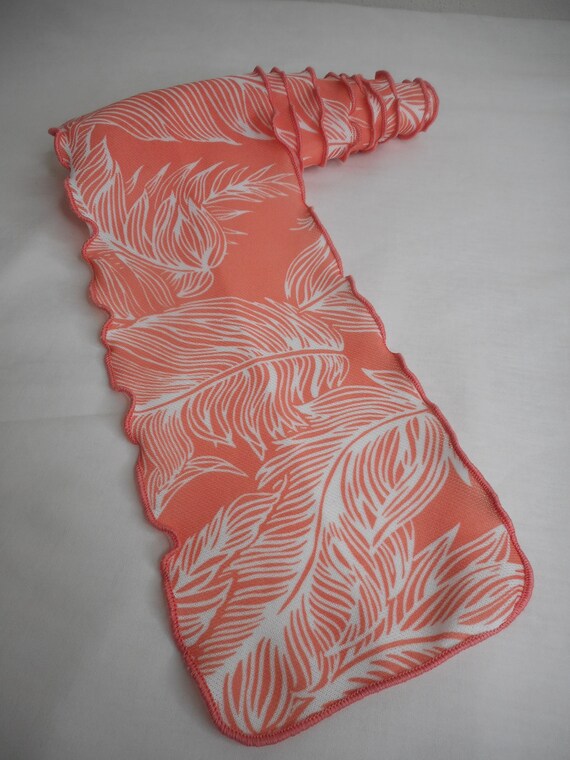 Tropical Leaf or Feather Pattern Orange White 196… - image 1