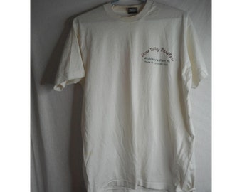 Vtg Single Stitch Double Sided USA White T-Shirt Heart Fruit of the Loom Sz L