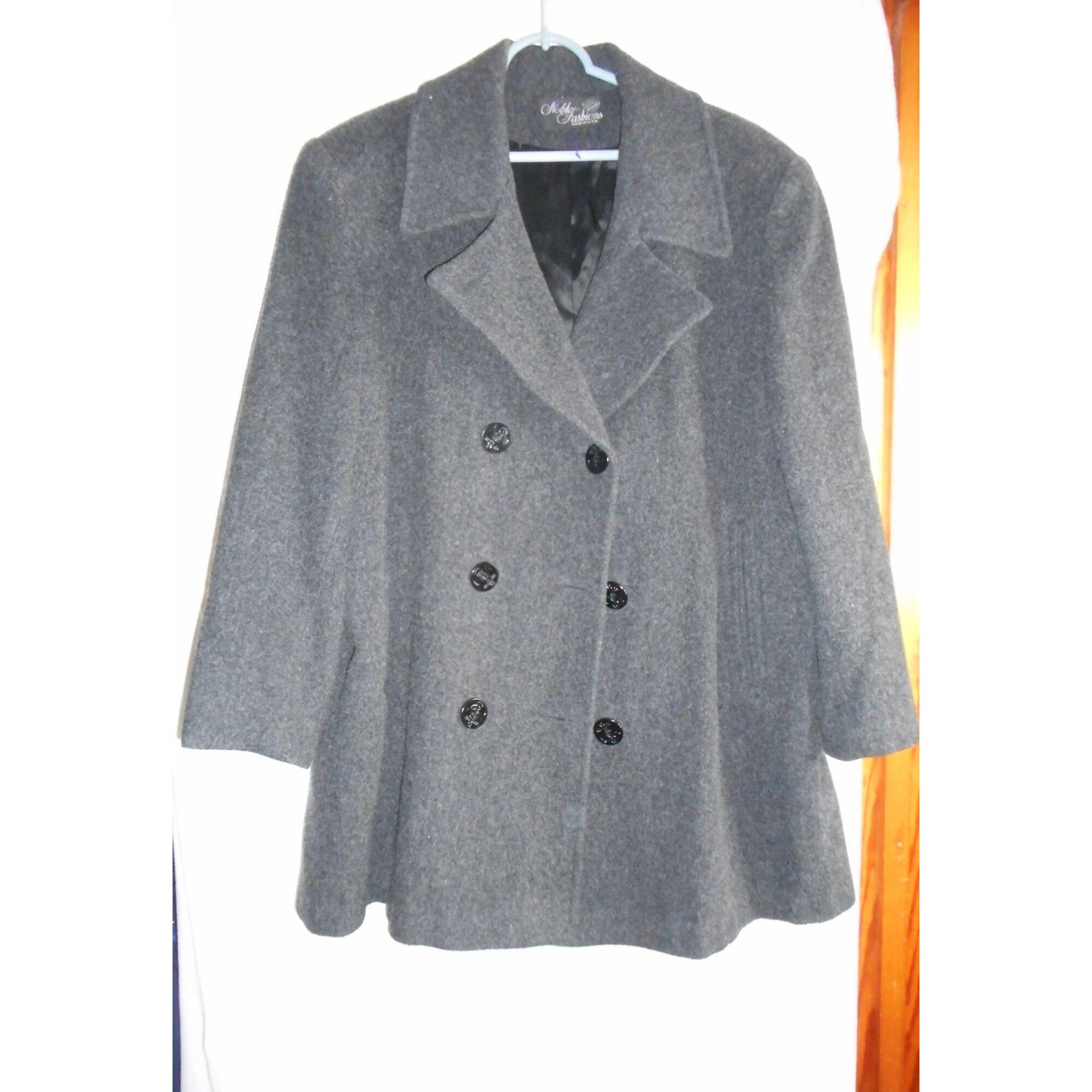 Vintage Wool Grey Lined Pea Coat Made in USA Nobley Fashions