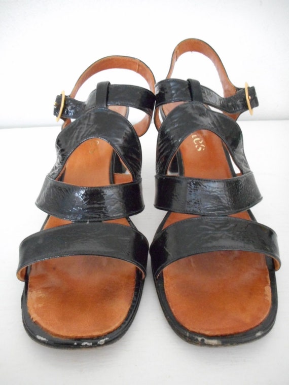 Vintage 70s 80s Vedettes Black Patent Leather Wom… - image 1