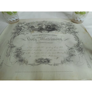 Antik Dez 24, 1856 Heiratsurkunde Sing Sing NY Smith Sarles Ungerahmt