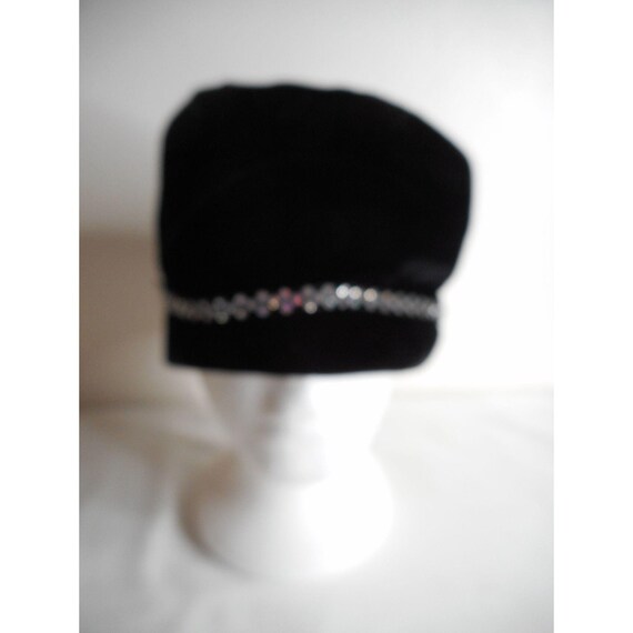 Vintage Black Cossack hat with crystals and bow - image 8