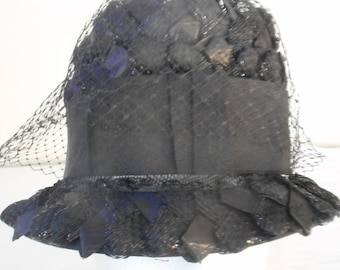 Vintage Womens 1940s Black Bucket Bow Netting Gothic Vintage Womens 1940s Black Bucket Bow Netting Gothic | eBay main image 4