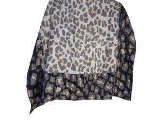 Echo 100% Seide Leopard print Quadratisch Schal Creme / Schwarz / Grau