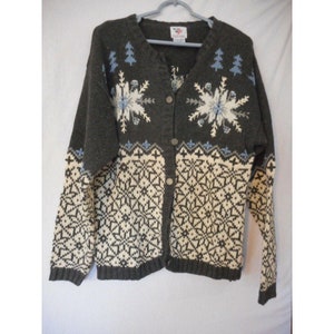 Größe M Baumwollmischung Grau Schneeflocken Cardigan Pullover von Nussknacker