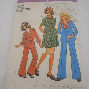 Sewing pattern for girls Vintage 70s Girls Plus Size Chubbie 12.5 14.5 Simplicity cut pattern 7105