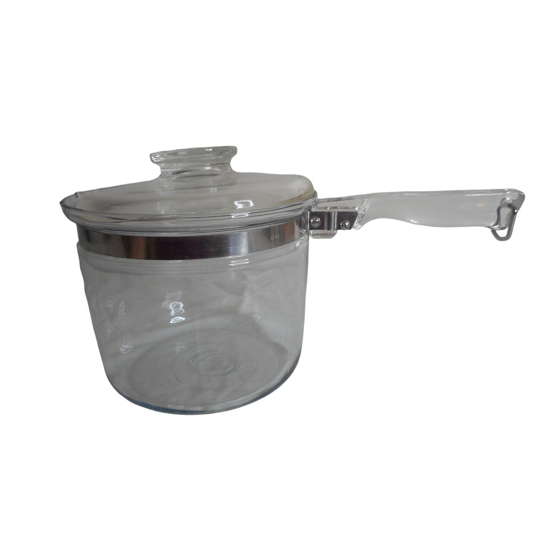 Vtg Pyrex Flameware Clear Glass Double Boiler Pot W/lid 1 1/2 Etsy