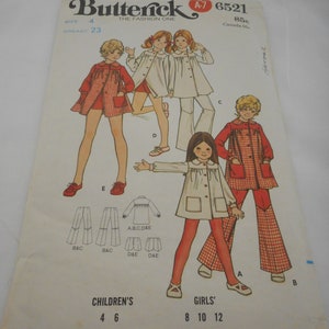 Sewing pattern for girls Vintage 1970s Girls Size 4 cut Butterick sewing pattern 6521