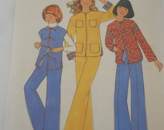 Patrón de costura para las niñas Vintage 1970s niñas tamaño 7 sin cortar patrón de costura de simplicidad 7281 pantalones de chaqueta