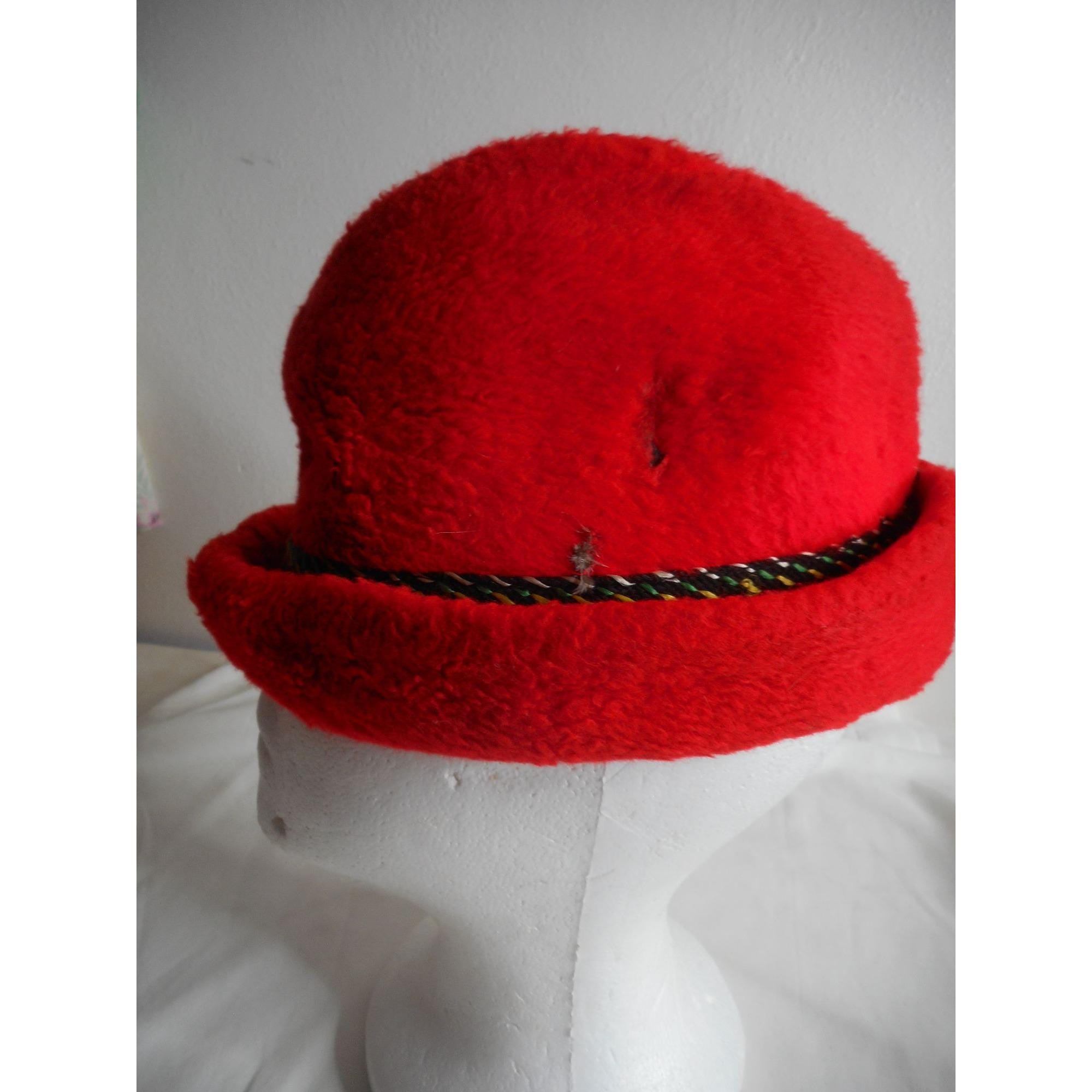 Vintage Bright Red Tyrolean / Alpine Fedora Like Style Hat W  display picture 2