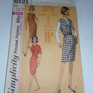 Sewing pattern for women Vintage 1960s Simplicity Size 10 6121 jumper or dress uncut pattern bust 31