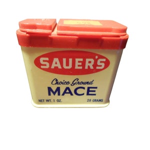 Vintage Sauer&#39;s Choice Ground Mace Seasoning Spice Container Estate FInd