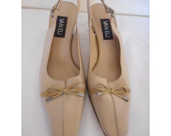 VANELi VAN ELi 7.5 N narrow Beige Womens 2 inch heel buckle sling back Shoes