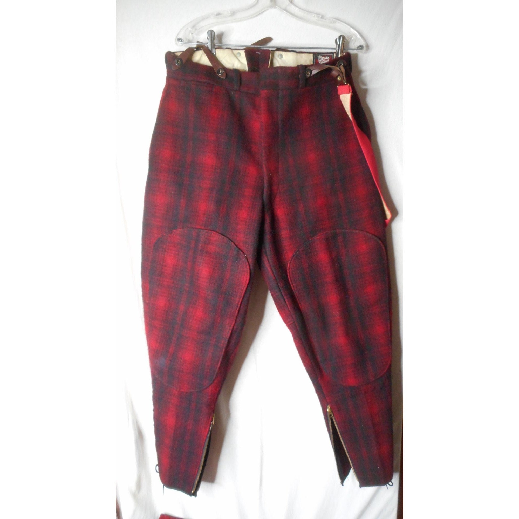 1950s Plaid Pants w/ Buckles Red Green Pedal Pushers Cigarette Pants 50s  Pockets