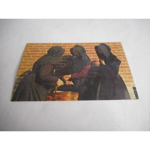 Postal vintage de los años 60. Mujeres Amish de Lancaster, Pensilvania, país Amish holandés, 3,5 x 5,5