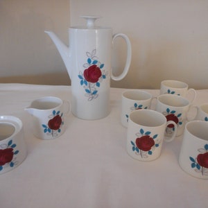 Vintage MCM Rosenthal Thomas Germany China Coffee Pot, Cups, Creamer, and Sugar