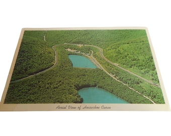 Vintage Aerial view of Horseshoe Curve Altoona PA Postcard unposted Railroad