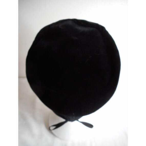 Vintage Black Cossack hat with crystals and bow - image 2