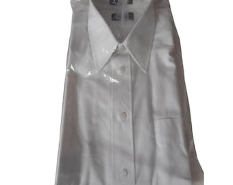 NWT NIB Vintage Mens Dress Shirt 15 / 33 long sleeve White Hathaway
