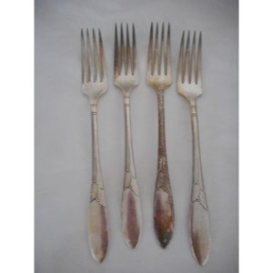 4 Oneida 1932 Lady Hamilton French Dinner forks  Art Deco Community Silver Plate