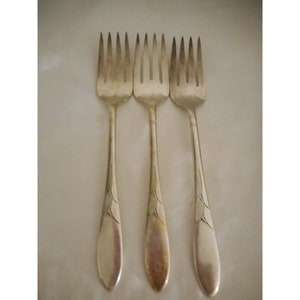 4 Oneida 1932 Lady Hamilton French salad forks  Art Deco Community Silver Plate