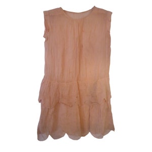 Antique 1940s Child&#39;s Dusty Pink Tunic shift dress handmade