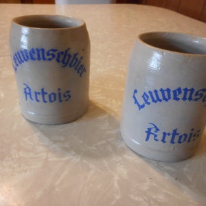 Lot of 2 Leuvenschbier Stein Mug .4L Handmade