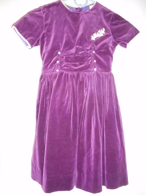 Super Cute Vintage Purple Velvety Dress back butto